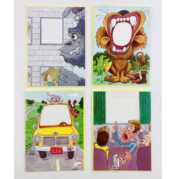 4 Rare Photo Cards Funny Humorous Peeka Boo CURRENT Greeting Lion Gorilla Movie - Picture 1 of 8